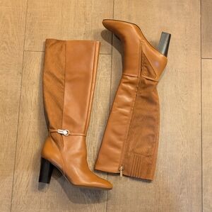 Franco Sarto Palermo High Shaft Cognac Leather Boots Size 7.5